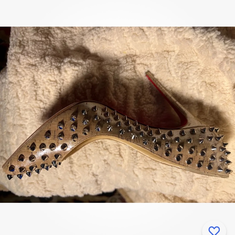 🔥CHRISTIAN LOUBOUTIN ✨Gold Lame✨& Silver Spiked📌 Follies Heels 👠 [SZ41] $1295 - Picture 8 of 15